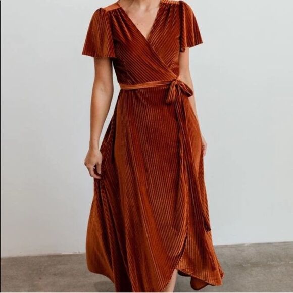 NWT Baltic Born Copper Velvet Ribbed Dress size Large-i7 - Picture 1 of 5